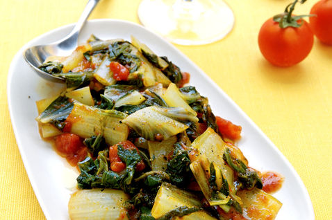 Seghiri (bietole) con aglio e pomodoro